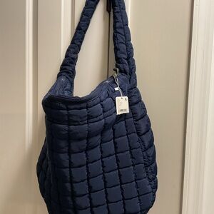 Quilted Navy Blue Shoulder Bag